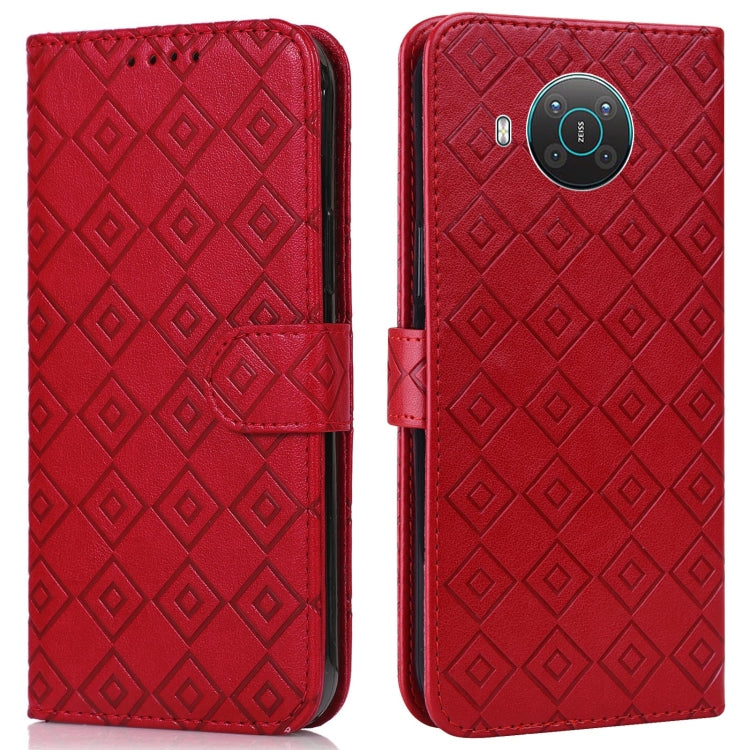 For Nokia X20 / X10 Embossed Big Small Concentric Squares Pattern Horizontal Flip Leather Case with Card Slot & Holder & Wallet