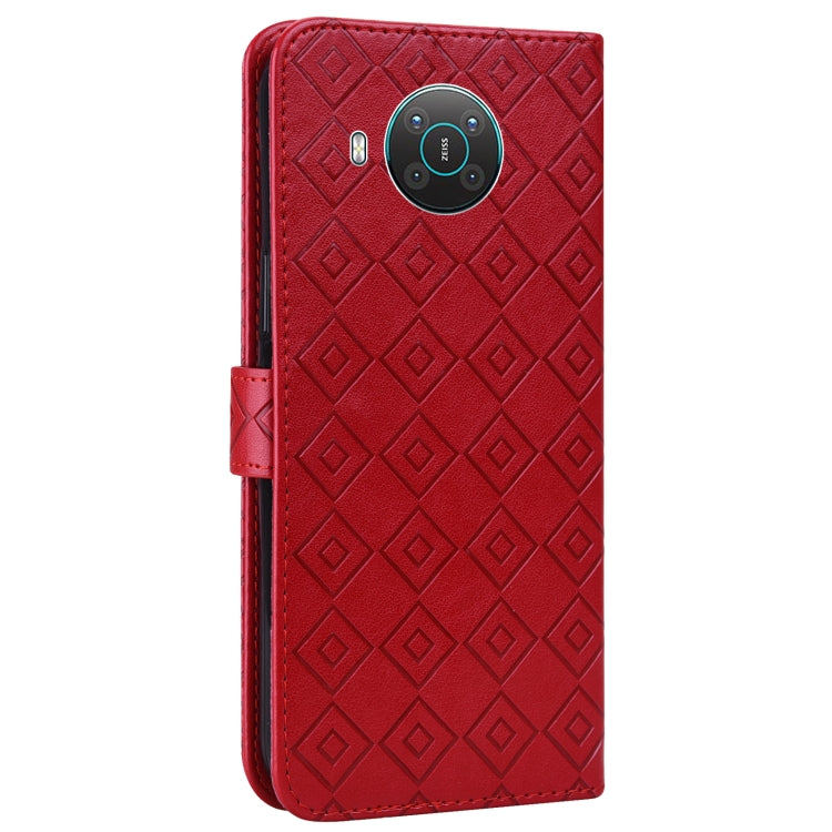 For Nokia X20 / X10 Embossed Big Small Concentric Squares Pattern Horizontal Flip Leather Case with Card Slot & Holder & Wallet