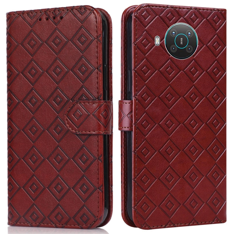 For Nokia X20 / X10 Embossed Big Small Concentric Squares Pattern Horizontal Flip Leather Case with Card Slot & Holder & Wallet