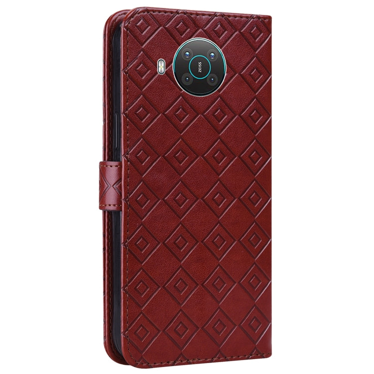 For Nokia X20 / X10 Embossed Big Small Concentric Squares Pattern Horizontal Flip Leather Case with Card Slot & Holder & Wallet
