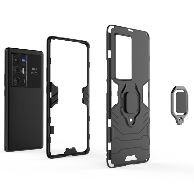 For vivo X70 Pro+ Shockproof PC + TPU Protective Case with Magnetic Ring Holder
