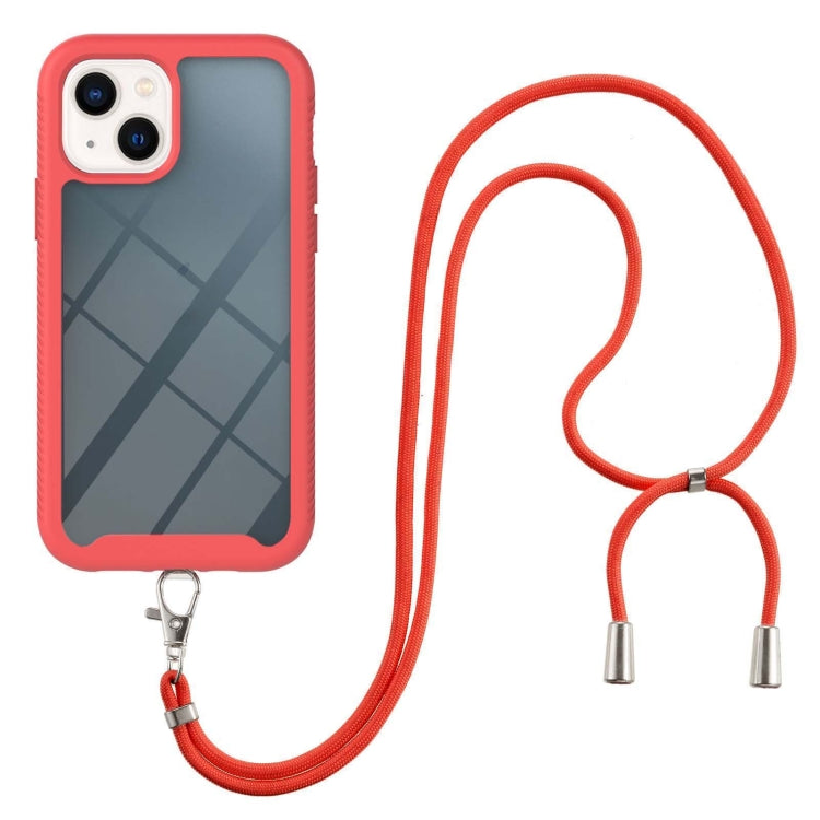 For iPhone 13 mini Starry Sky Solid Color Series Shockproof PC + TPU Protective Case with Neck Strap