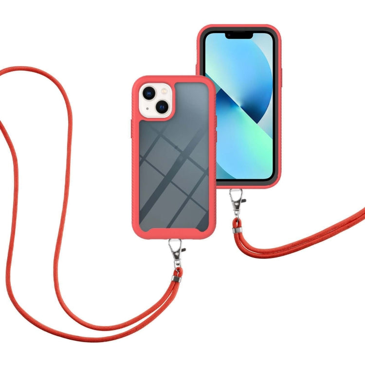 For iPhone 13 mini Starry Sky Solid Color Series Shockproof PC + TPU Protective Case with Neck Strap