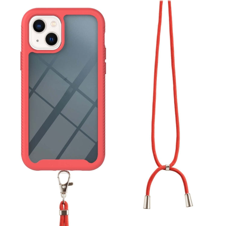For iPhone 13 mini Starry Sky Solid Color Series Shockproof PC + TPU Protective Case with Neck Strap