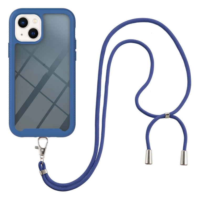 For iPhone 13 mini Starry Sky Solid Color Series Shockproof PC + TPU Protective Case with Neck Strap
