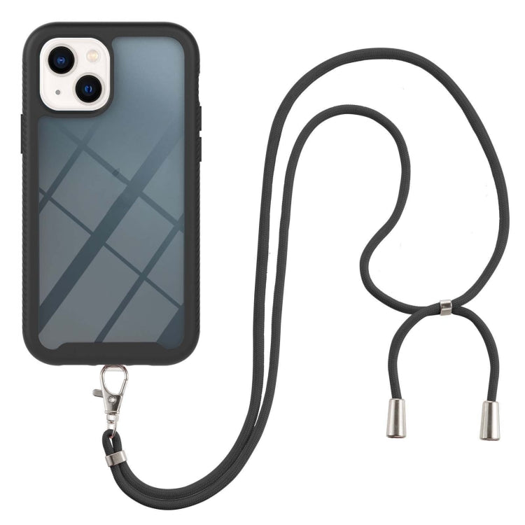 For iPhone 13 mini Starry Sky Solid Color Series Shockproof PC + TPU Protective Case with Neck Strap