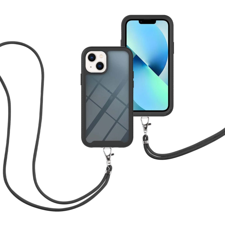 For iPhone 13 mini Starry Sky Solid Color Series Shockproof PC + TPU Protective Case with Neck Strap