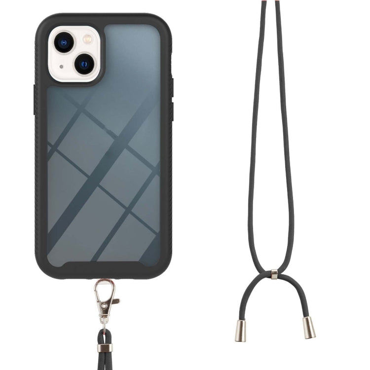 For iPhone 13 mini Starry Sky Solid Color Series Shockproof PC + TPU Protective Case with Neck Strap