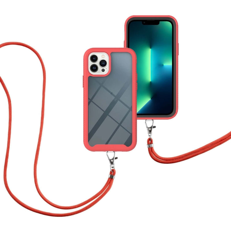 For iPhone 13 Pro Max Starry Sky Solid Color Series Shockproof PC + TPU Protective Case with Neck Strap