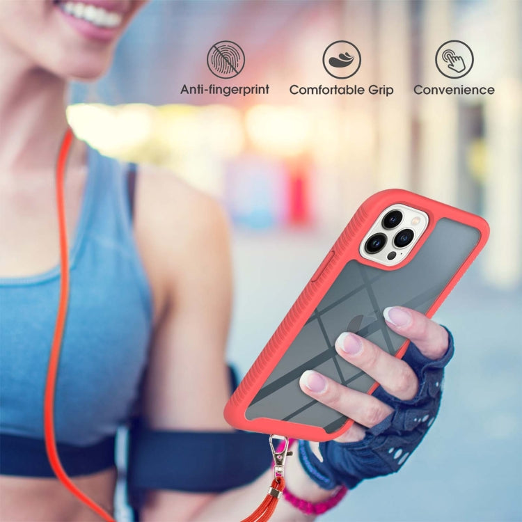 For iPhone 13 Pro Max Starry Sky Solid Color Series Shockproof PC + TPU Protective Case with Neck Strap