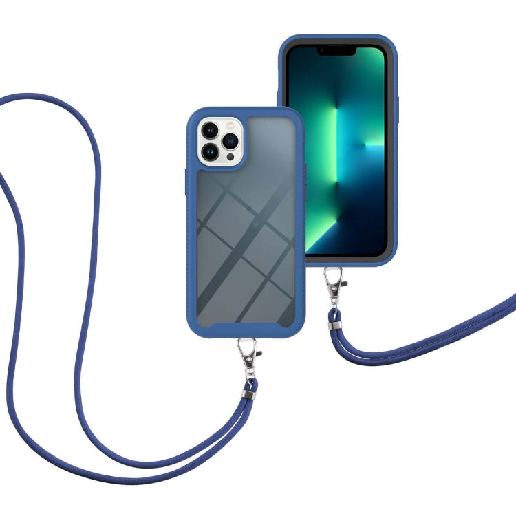 For iPhone 13 Pro Max Starry Sky Solid Color Series Shockproof PC + TPU Protective Case with Neck Strap