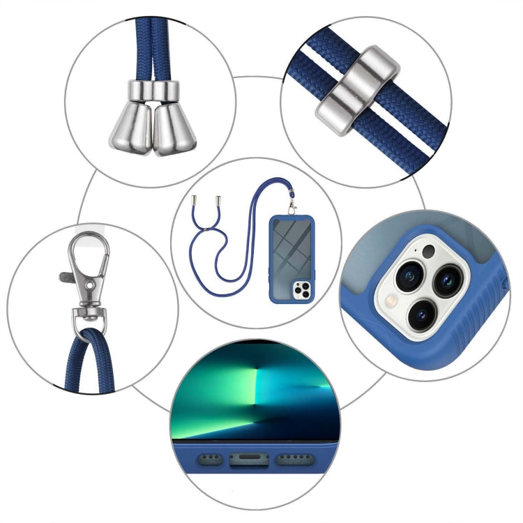 For iPhone 13 Pro Max Starry Sky Solid Color Series Shockproof PC + TPU Protective Case with Neck Strap
