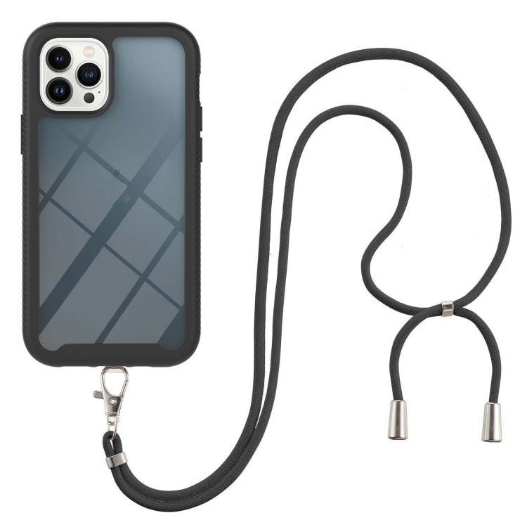 For iPhone 13 Pro Max Starry Sky Solid Color Series Shockproof PC + TPU Protective Case with Neck Strap