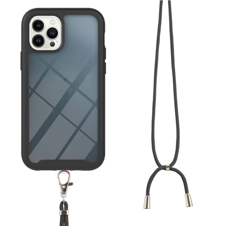 For iPhone 13 Pro Max Starry Sky Solid Color Series Shockproof PC + TPU Protective Case with Neck Strap