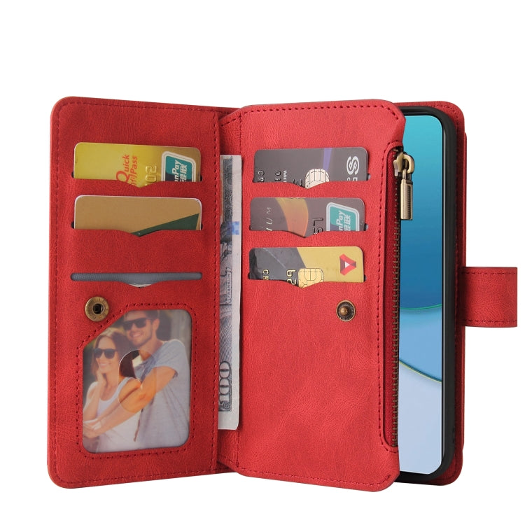 For OnePlus 9 Skin Feel PU + TPU Horizontal Flip Leather Case With Holder & 15 Cards Slot & Wallet & Zipper Pocket & Lanyard