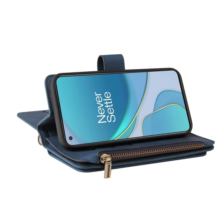 For OnePlus 9 Skin Feel PU + TPU Horizontal Flip Leather Case With Holder & 15 Cards Slot & Wallet & Zipper Pocket & Lanyard