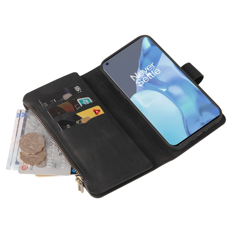 For OnePlus 9 Pro Skin Feel PU + TPU Horizontal Flip Leather Case With Holder & 15 Cards Slot & Wallet & Zipper Pocket & Lanyard