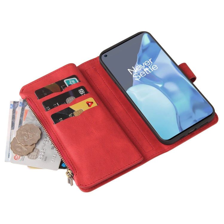 For OnePlus 9 Pro Skin Feel PU + TPU Horizontal Flip Leather Case With Holder & 15 Cards Slot & Wallet & Zipper Pocket & Lanyard