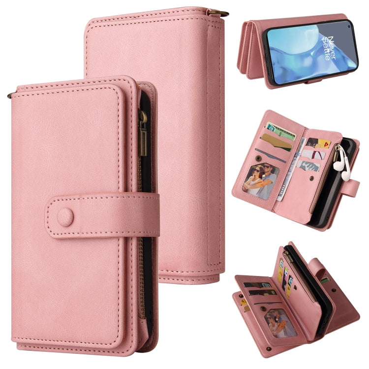 For OnePlus 9 Pro Skin Feel PU + TPU Horizontal Flip Leather Case With Holder & 15 Cards Slot & Wallet & Zipper Pocket & Lanyard