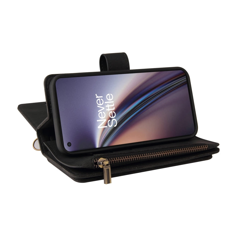 For OnePlus Nord CE 5G Skin Feel PU + TPU Horizontal Flip Leather Case With Holder & 15 Cards Slot & Wallet & Zipper Pocket & Lanyard