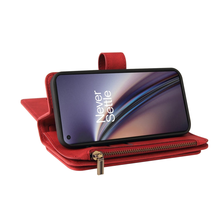 For OnePlus Nord CE 5G Skin Feel PU + TPU Horizontal Flip Leather Case With Holder & 15 Cards Slot & Wallet & Zipper Pocket & Lanyard