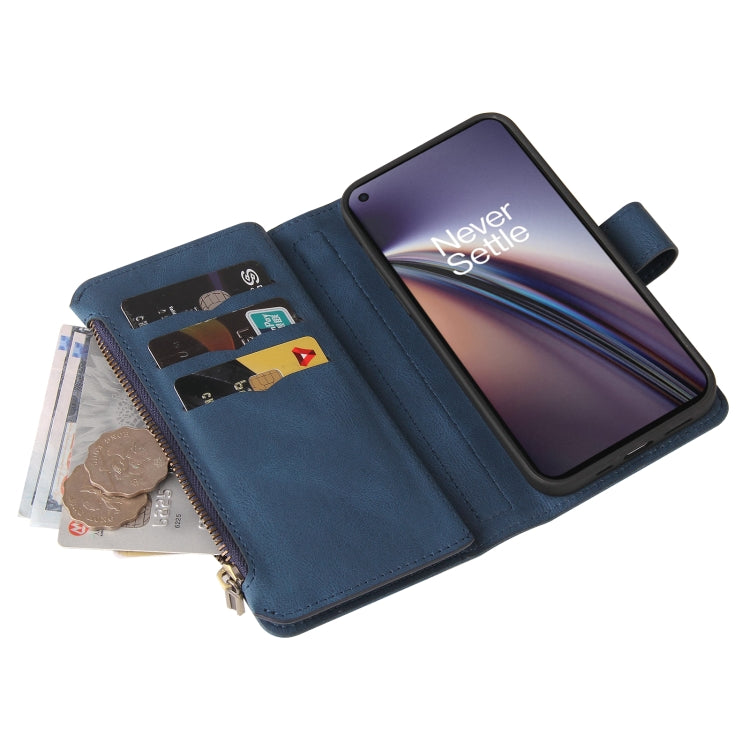 For OnePlus Nord CE 5G Skin Feel PU + TPU Horizontal Flip Leather Case With Holder & 15 Cards Slot & Wallet & Zipper Pocket & Lanyard