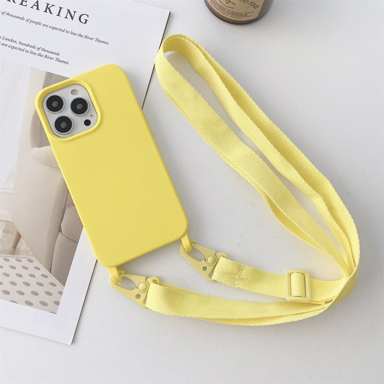 For iPhone 13 mini Elastic Silicone Protective Case with Wide Neck Lanyard