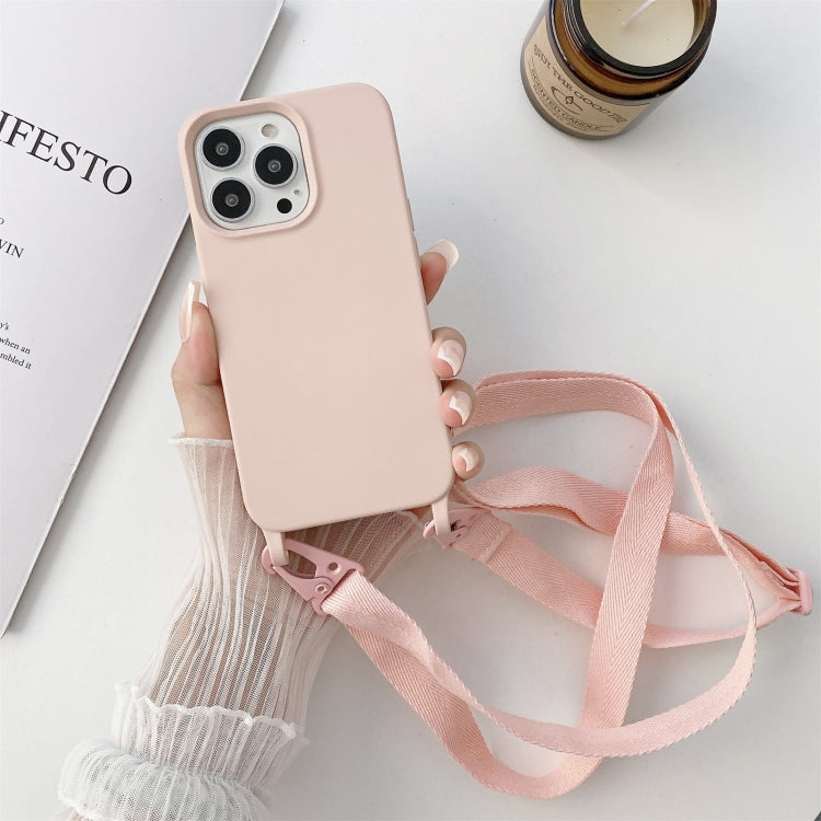 For iPhone 13 mini Elastic Silicone Protective Case with Wide Neck Lanyard