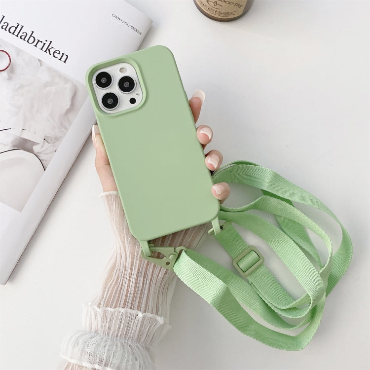 For iPhone 13 mini Elastic Silicone Protective Case with Wide Neck Lanyard
