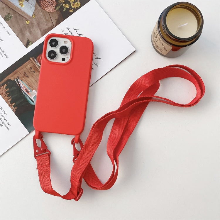 For iPhone 13 mini Elastic Silicone Protective Case with Wide Neck Lanyard