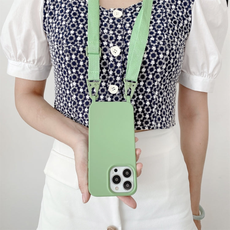 For iPhone 13 mini Elastic Silicone Protective Case with Wide Neck Lanyard