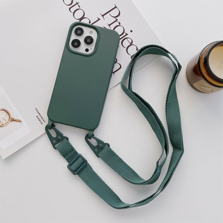 For iPhone 13 Pro Max Elastic Silicone Protective Case with Wide Neck Lanyard