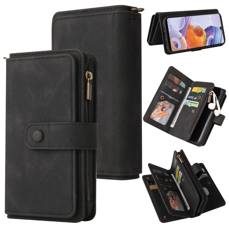 For LG Stylo 6 Skin Feel PU + TPU Horizontal Flip Leather Case With Holder & 15 Cards Slot & Wallet & Zipper Pocket & Lanyard
