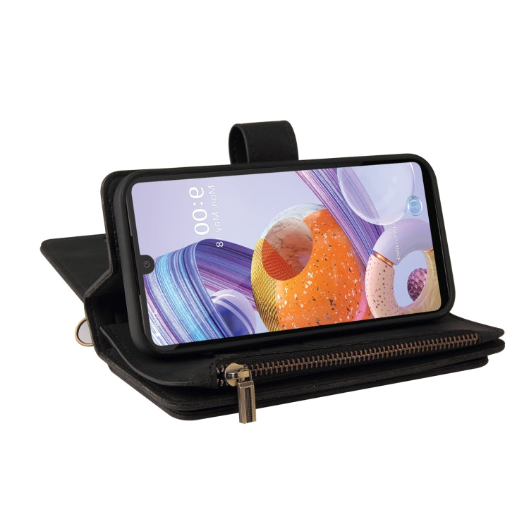 For LG Stylo 6 Skin Feel PU + TPU Horizontal Flip Leather Case With Holder & 15 Cards Slot & Wallet & Zipper Pocket & Lanyard