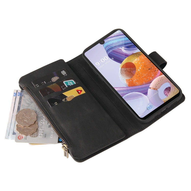 For LG Stylo 6 Skin Feel PU + TPU Horizontal Flip Leather Case With Holder & 15 Cards Slot & Wallet & Zipper Pocket & Lanyard
