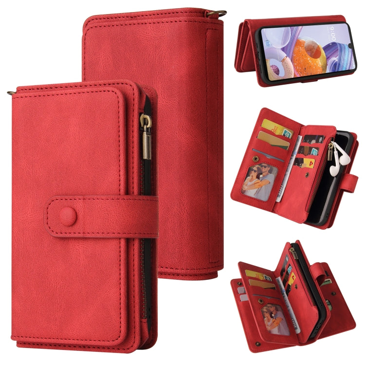 For LG Stylo 6 Skin Feel PU + TPU Horizontal Flip Leather Case With Holder & 15 Cards Slot & Wallet & Zipper Pocket & Lanyard