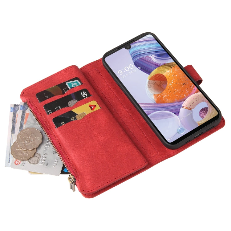 For LG Stylo 6 Skin Feel PU + TPU Horizontal Flip Leather Case With Holder & 15 Cards Slot & Wallet & Zipper Pocket & Lanyard