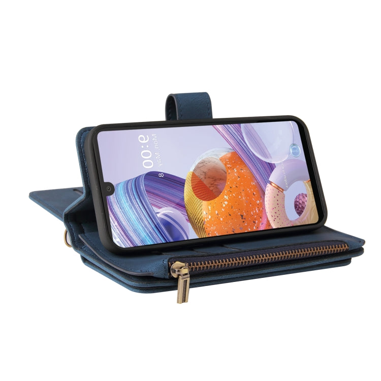 For LG Stylo 6 Skin Feel PU + TPU Horizontal Flip Leather Case With Holder & 15 Cards Slot & Wallet & Zipper Pocket & Lanyard