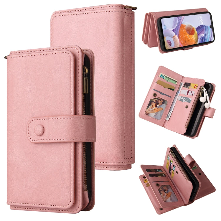 For LG Stylo 6 Skin Feel PU + TPU Horizontal Flip Leather Case With Holder & 15 Cards Slot & Wallet & Zipper Pocket & Lanyard