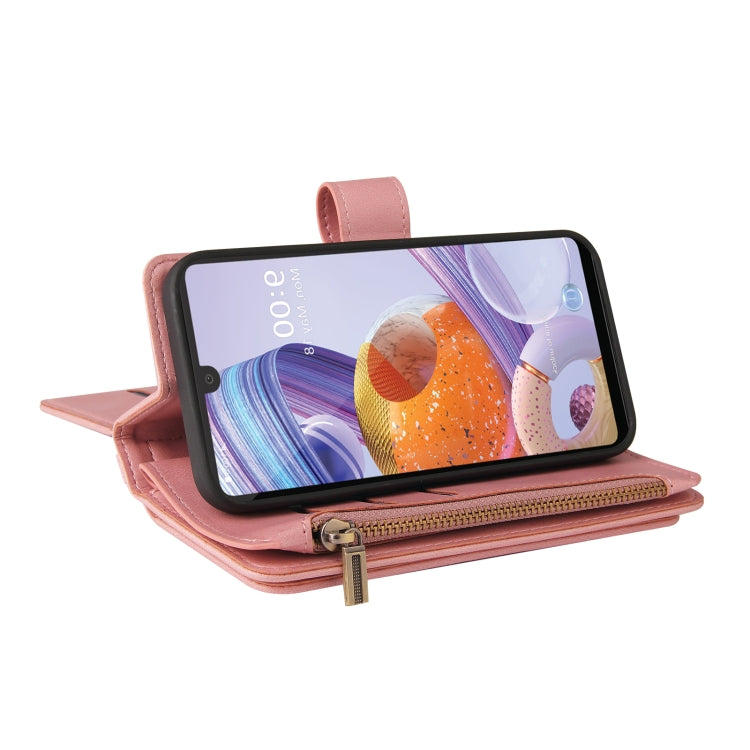For LG Stylo 6 Skin Feel PU + TPU Horizontal Flip Leather Case With Holder & 15 Cards Slot & Wallet & Zipper Pocket & Lanyard