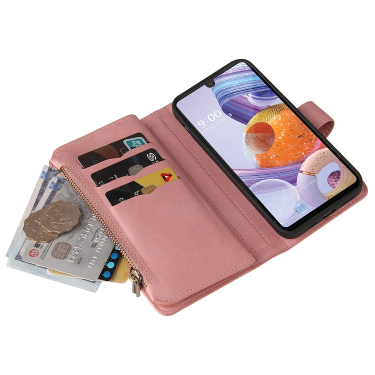 For LG Stylo 6 Skin Feel PU + TPU Horizontal Flip Leather Case With Holder & 15 Cards Slot & Wallet & Zipper Pocket & Lanyard