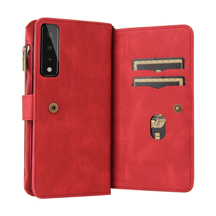 For LG Stylo 7 / Stylo 7 5G Skin Feel PU + TPU Horizontal Flip Leather Case With Holder & 15 Cards Slot & Wallet & Zipper Pocket & Lanyard