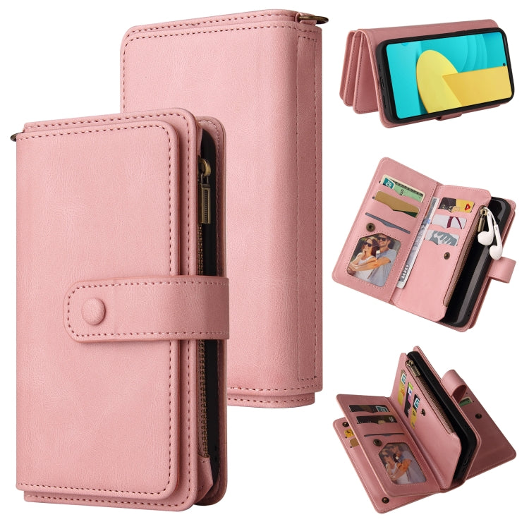 For LG Stylo 7 / Stylo 7 5G Skin Feel PU + TPU Horizontal Flip Leather Case With Holder & 15 Cards Slot & Wallet & Zipper Pocket & Lanyard