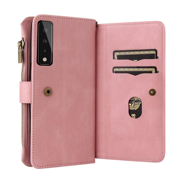 For LG Stylo 7 / Stylo 7 5G Skin Feel PU + TPU Horizontal Flip Leather Case With Holder & 15 Cards Slot & Wallet & Zipper Pocket & Lanyard