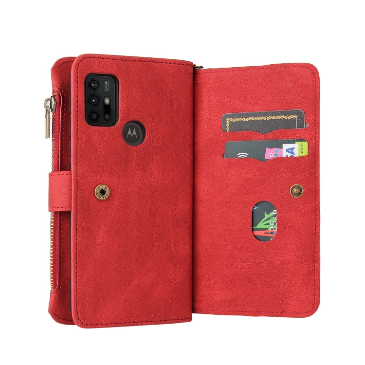 For Motorola Moto G30 Skin Feel PU + TPU Horizontal Flip Leather Case With Holder & 15 Cards Slot & Wallet & Zipper Pocket & Lanyard