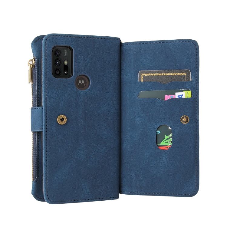 For Motorola Moto G30 Skin Feel PU + TPU Horizontal Flip Leather Case With Holder & 15 Cards Slot & Wallet & Zipper Pocket & Lanyard