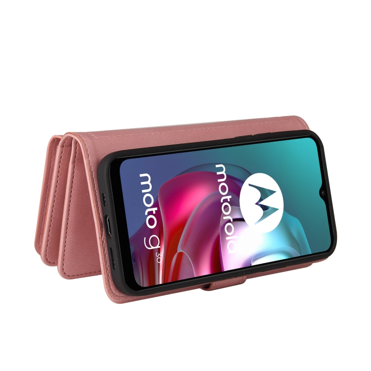 For Motorola Moto G30 Skin Feel PU + TPU Horizontal Flip Leather Case With Holder & 15 Cards Slot & Wallet & Zipper Pocket & Lanyard