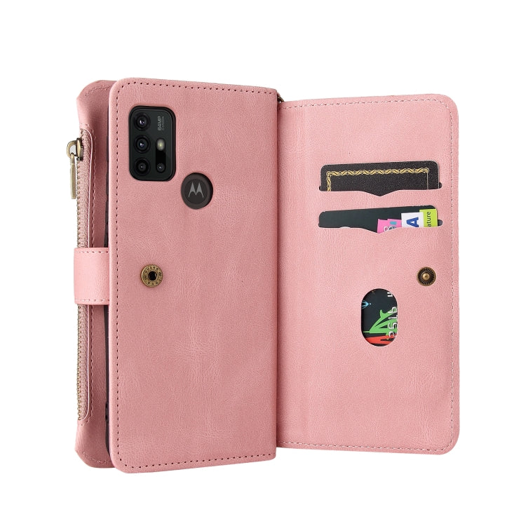 For Motorola Moto G30 Skin Feel PU + TPU Horizontal Flip Leather Case With Holder & 15 Cards Slot & Wallet & Zipper Pocket & Lanyard