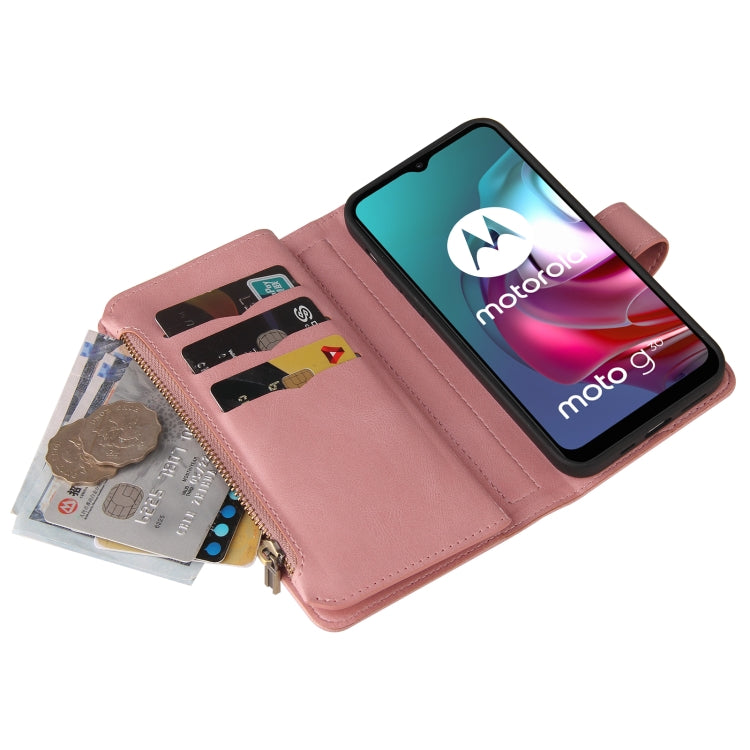 For Motorola Moto G30 Skin Feel PU + TPU Horizontal Flip Leather Case With Holder & 15 Cards Slot & Wallet & Zipper Pocket & Lanyard