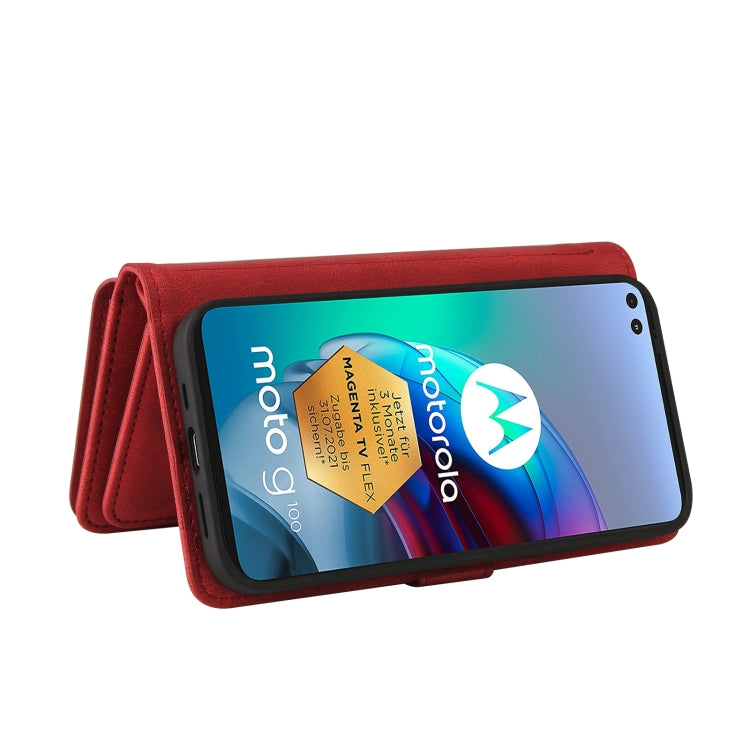 For Motorola Moto G100 Skin Feel PU + TPU Horizontal Flip Leather Case With Holder & 15 Cards Slot & Wallet & Zipper Pocket & Lanyard